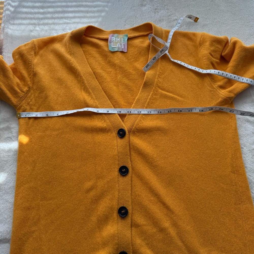 Ron Herman RHLA Cashmere Cardigan Orange Size M 2 Recycled Cashmere Yarn Italy - Picture 9 of 13